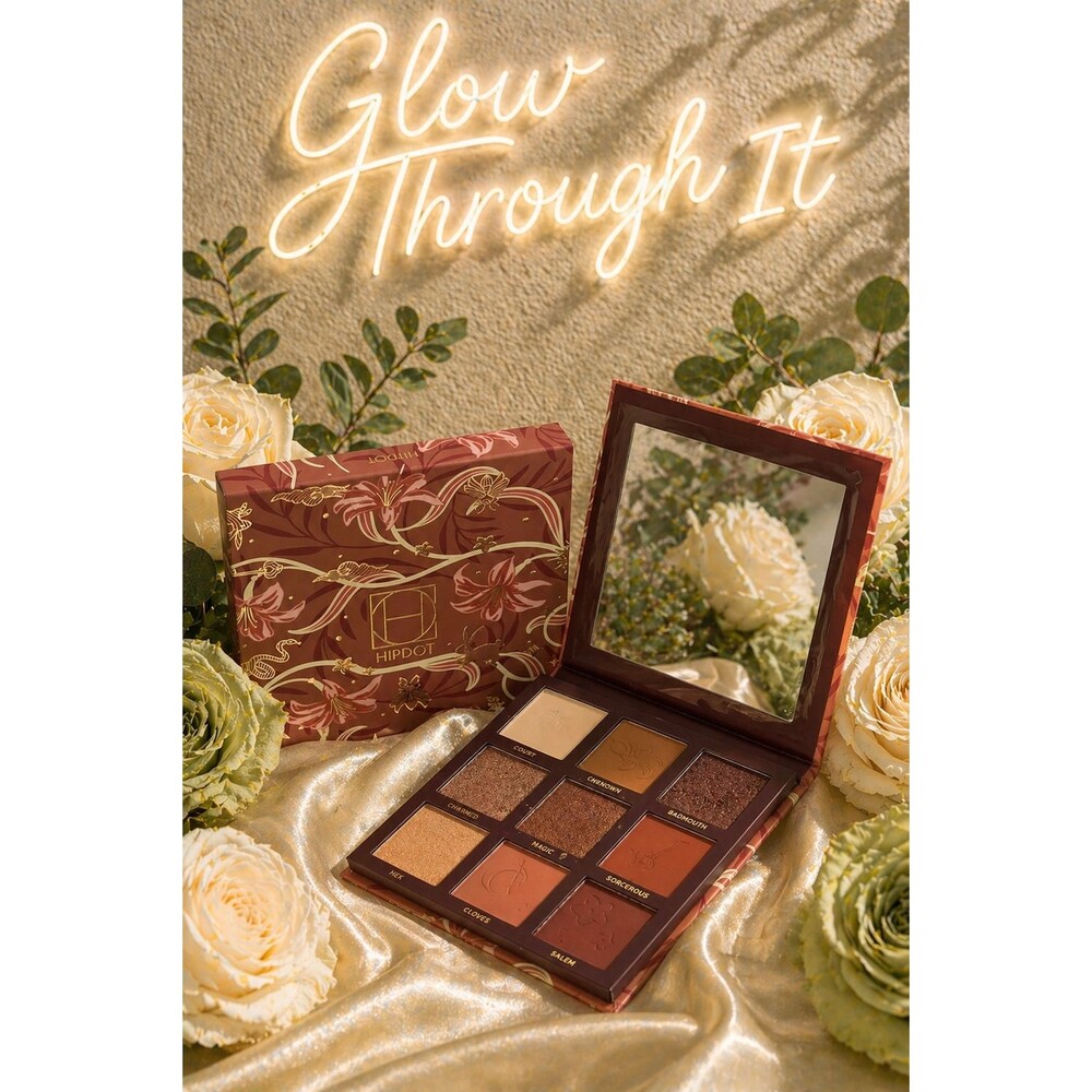 HipDot Witchy Warms Pressed Pigment & Glitter Eyeshadow Palette 9 Colors NEW